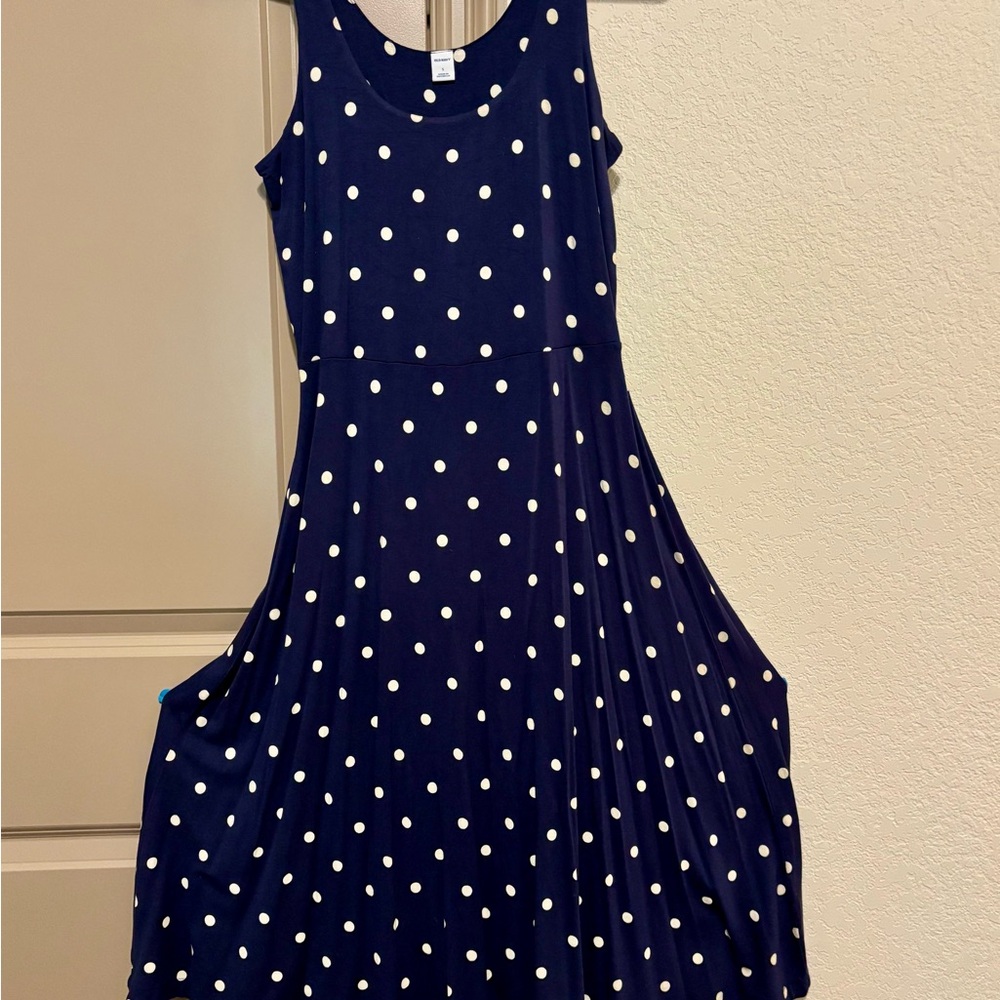 Old Navy Blue Dress with Polka Dots